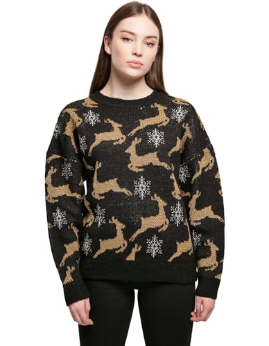 Urban Classics Damen TB4559-Ladies Oversized Christmas Sweater Sweatshirt, Black/Gold, M von Urban Classics