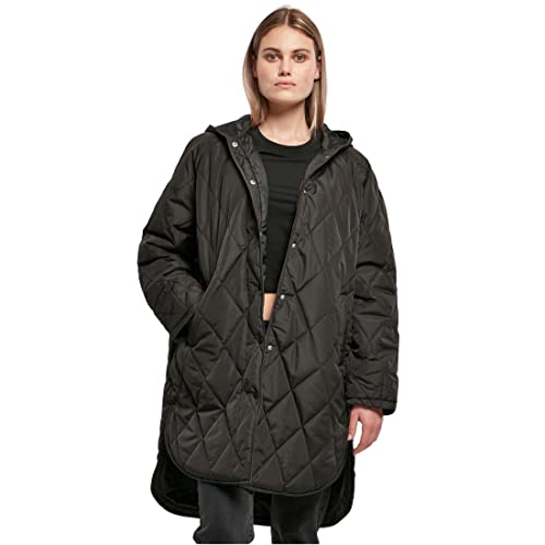 Urban Classics Damen Ladies Oversized Diamond Quilted Hooded Coat Mantel, Schwarz, XS EU von Urban Classics