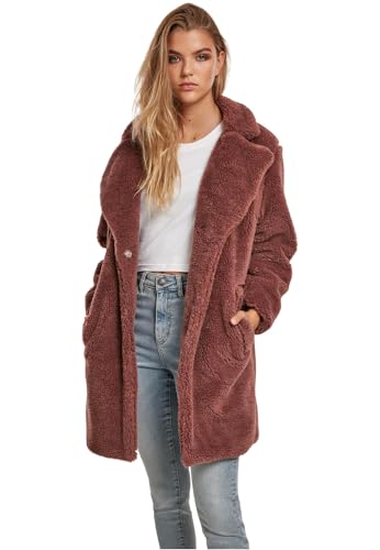 Urban Classics Damen Ladies Oversized Sherpa Coat Mantel, Rosa (Darkrose 01472), Medium (Herstellergröße: M) von Urban Classics