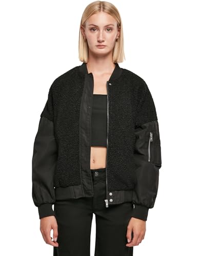 Urban Classics Damen Ladies Oversized Sherpa Mixed Bomber Jacket Jacke, Schwarz, XL EU von Urban Classics