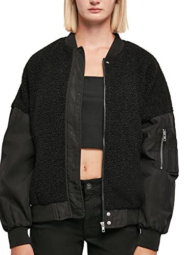 Urban Classics Damen Ladies Oversized Sherpa Mixed Bomber Jacket Jacke, Schwarz, XS EU von Urban Classics