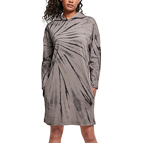 Urban Classics Damen Ladies Oversized Tie Dye Hoody Dress Kleid, Black/Asphalt, S von Urban Classics