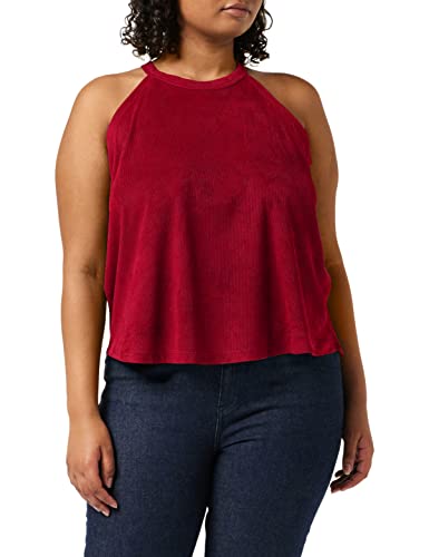 Urban Classics Damen Ladies Peached Rib Neckholder Sport Tank Top, Rot (Burgundy 00606), Medium (Herstellergröße: M) von Urban Classics