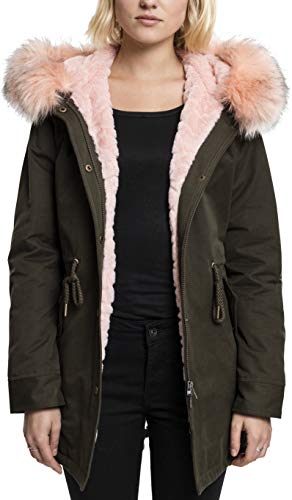 Urban Classics Damen TB1763-Ladies Peached Teddy Lined Parka, Grün (Darkolive 551), Medium von Urban Classics