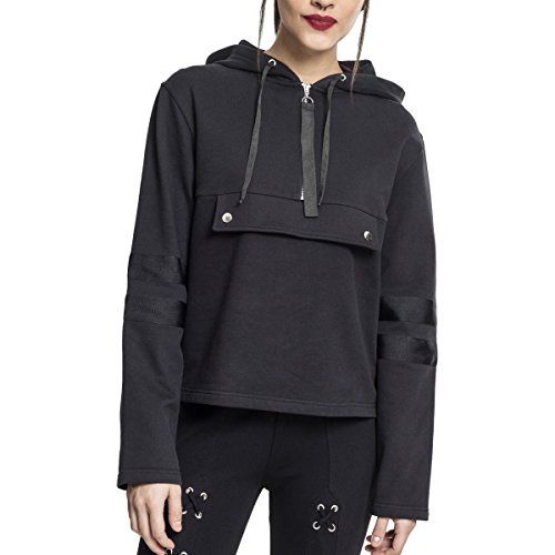 Urban Classics Damen Ladies Peached Terry Troyer Hoody Kapuzenpullover, Schwarz (Black/Black 00825), S EU von Urban Classics