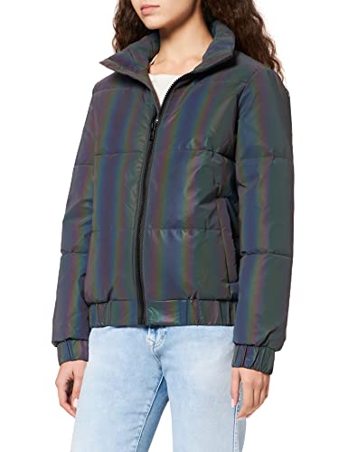 Urban Classics Damen Ladies Puffer Iridescent Reflectiv Jacket Jacke, Mehrfarbig (Rainbow darksilver 02362), X-Small (Herstellergröße: XS) von Urban Classics