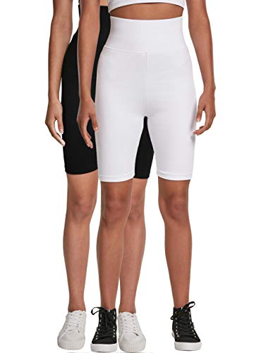 Urban Classics Damen Ladies Radler-Hose High Waist Cycle Yoga-Shorts, Black/White, XL von Urban Classics