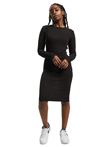 Urban Classics Damen Ladies Rib Dress Kleid, Schwarz (Black 7), 38 (Herstellergröße: M) von Urban Classics