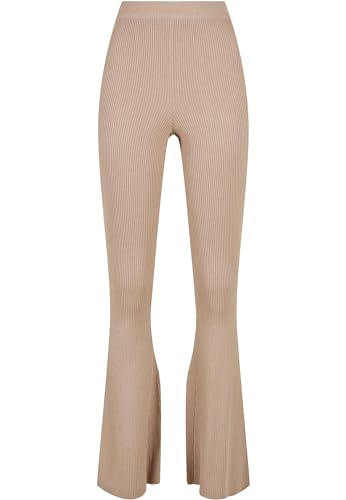 Urban Classics Damen Ladies Rib Knit Bootcut Leggings, lighttaupe, XS von Urban Classics