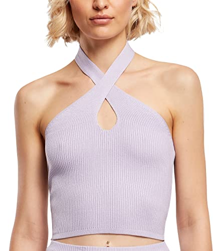 Urban Classics Damen Ladies Rib Knit Crossed Neckholder Top T-Shirt, lilac, 5XL von Urban Classics