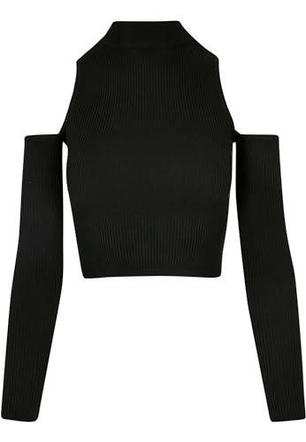 Urban Classics Damen Ladies Rib Knit Cut Out Sleeve Longsleeve T-Shirt, black, M von Urban Classics