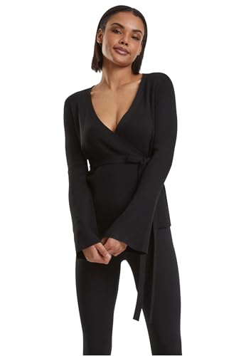 Urban Classics Damen Ladies Rib Knit Wrapped Cardigan Sweater, Schwarz, XXL EU von Urban Classics