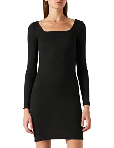 Urban Classics Damen Ladies Rib Squared Neckline Dress Kleid, Black, L von Urban Classics