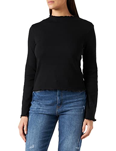 Urban Classics Damen Ladies Rib Turtelneck Longsleeve T-Shirt, Black, 3XL von Urban Classics