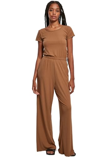 Urban Classics Damen Ladies Rib Wid Leg Jumpsuit darktaupe, XS von Urban Classics