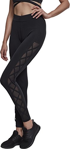 Urban Classics Damen Ribbon Mesh voor dames Leggings, Schwarz (Black 00007), S EU von Urban Classics