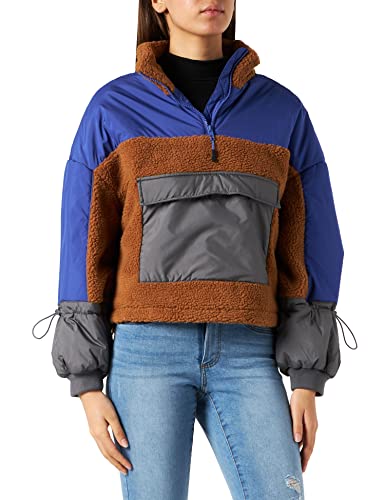 Urban Classics Damen TB3785-Ladies Sherpa 3-Tone Pull Over Jacket Jacken, Toffee/bluepurple, 5XL von Urban Classics