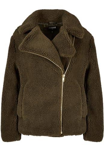 Urban Classics Damen TB5433-Ladies Sherpa Biker Jacket Jacke, Olive, 5XL von Urban Classics