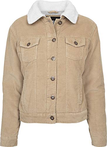 Urban Classics Damen Ladies Sherpa Cordury Jacket Jacke, Mehrfarbig (Sand/Offwhite 01139), Medium von Urban Classics