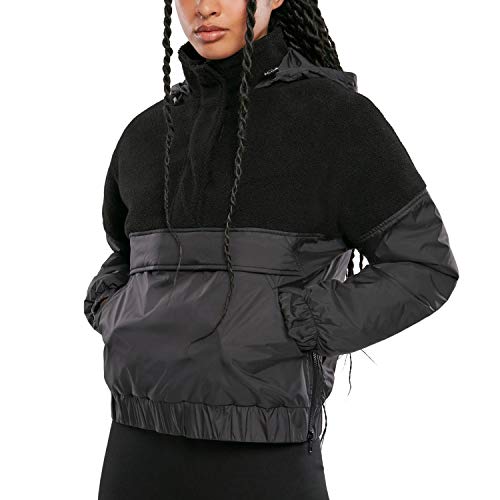 Urban Classics Damen TB3990-Ladies Sherpa Mix Pull Over Jacket Jacken, Black/Black, 3XL von Urban Classics