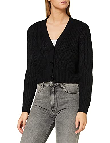 Urban Classics Damen Ladies Short Cardigan Strickjacke, Schwarz (Black 00007), Medium (Herstellergröße: M) von Urban Classics