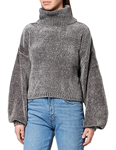 Urban Classics Damen TB4516-Ladies Short Chenille Turtleneck Sweater Sweatshirt, Asphalt, 4XL von Urban Classics