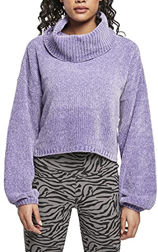 Urban Classics Damen Ladies Short Chenille Turtleneck Sweater Sweatshirt, Lavender, XL von Urban Classics