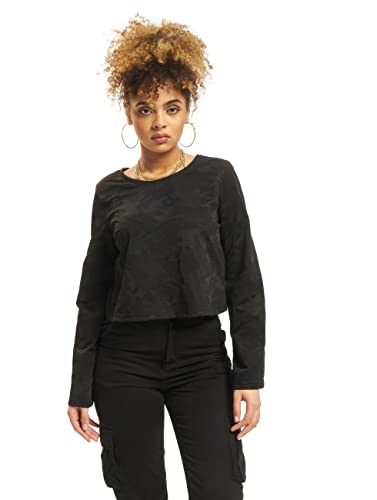 Urban Classics Damen TB2362-Ladies Short Jacquard L/S Langarmshirt, Schwarz (Black Camo 00777), Large von Urban Classics