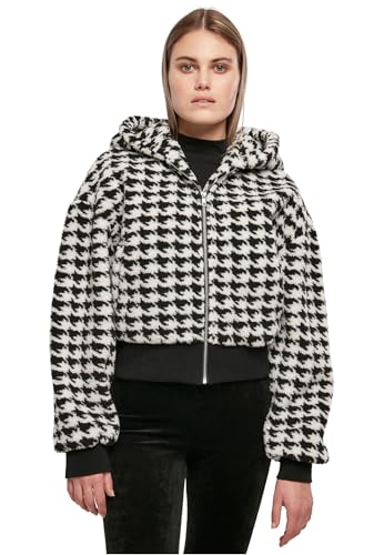 Urban Classics Damen Ladies Short Oversized AOP Sherpa Jacket blackhoundstooth, S von Urban Classics