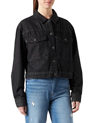 Urban Classics Damen TB4378-Ladies Short Oversized Denim Jacket Jacke, Black Stone Washed, 3XL von Urban Classics