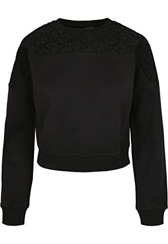 Urban Classics Damen TB4022-Ladies Short Oversized Lace Inset Crew Sweatshirts, Black, S von Urban Classics