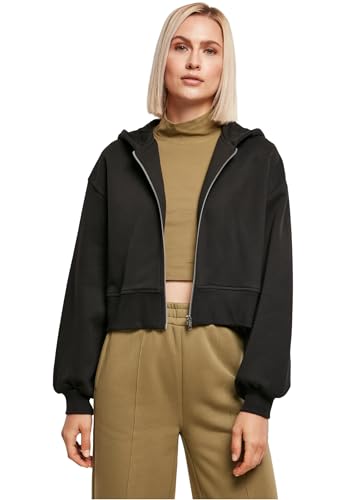 Urban Classics Damen Ladies Short Oversized Zip Jacket Sweatshirt, Black, 4XL von Urban Classics