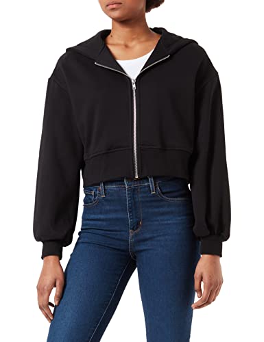 Urban Classics Damen Ladies Short Oversized Zip Jacket Sweatshirt, Black, 5XL von Urban Classics
