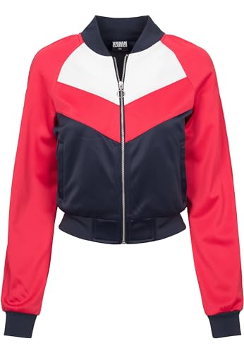 Urban Classics Damen Ladies Short Raglan Track Jacket Sweatjacke, Mehrfarbig (Navy/Fire Red/White 01224), Medium von Urban Classics