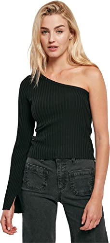 Urban Classics Damen TB5441-Ladies Short Rib Knit One Sleeve Sweater Sweatshirt, Black, L von Urban Classics