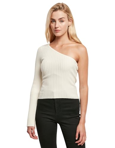 Urban Classics Damen Ladies Short Rib Knit One Sleeve Sweater Sweatshirt, Whitesand, XXL von Urban Classics