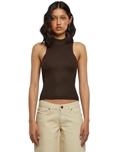 Urban Classics Damen Ladies Short Rib Knit Turtleneck Top T-Shirt, brown, L von Urban Classics