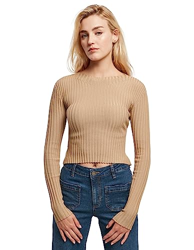 Urban Classics Damen TB5442-Ladies Short Rib Knit Twisted Back Sweater Sweatshirt, unionbeige, XL von Urban Classics