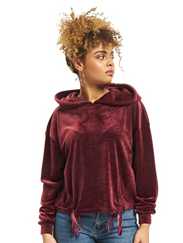 Urban Classics Damen TB2350-Ladies Short Velvet Gathered Hoody Kapuzenpullover, Rot (Port 01157), Large von Urban Classics