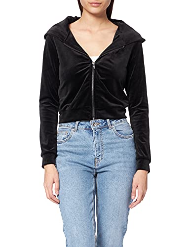 Urban Classics Damen TB4528-Ladies Short Velvet Zip Hoody Kapuzenpullover, Black, 3XL von Urban Classics