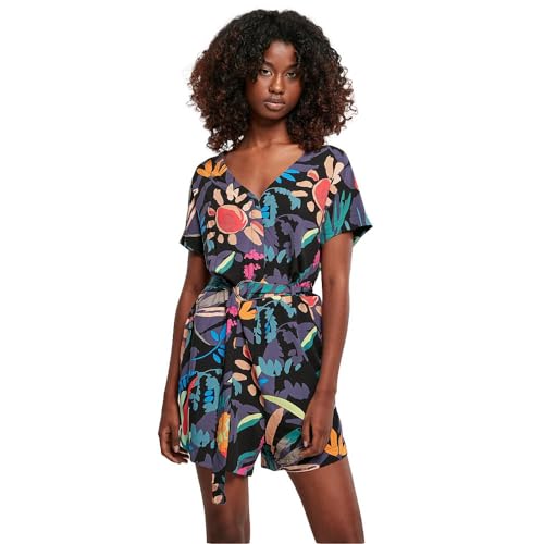 Urban Classics Damen Ladies Short Viscose Belt Jumpsuit blackfruity, S von Urban Classics