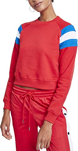 Urban Classics Damen Ladies Sleeve Stripe Crew Sweatshirt, Mehrfarbig (Firered/Brightblue/White 01556), Small von Urban Classics