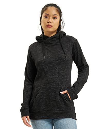 Urban Classics Damen Dames Slub Terry High Neck Hoody Kapuzenpullover, Mehrfarbig (Blk/Wht 00050), L EU von Urban Classics