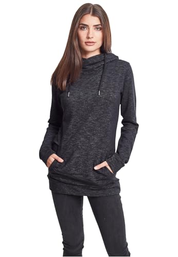 Urban Classics Damen Ladies Slub Terry High Neck Hoody Kapuzenpullover, per Pack Mehrfarbig (blk/wht 00050), XXXX-Large (Herstellergröße: 4XL) von Urban Classics
