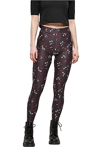 Urban Classics Damen Ladies Soft AOP Leggings, blackfloret, L von Urban Classics