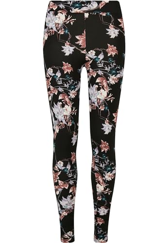 Urban Classics Damen Ladies Soft AOP Leggings, blacksoftflower, 4XL von Urban Classics