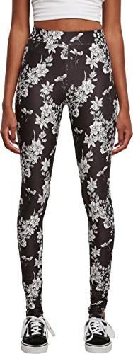 Urban Classics Damen Ladies Soft AOP Leggings Yoga Pants, blackflower, XS von Urban Classics