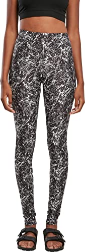 Urban Classics Damen Ladies Soft AOP Leggings Yoga Pants, blackpaint, L von Urban Classics