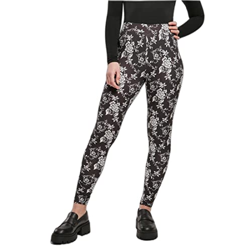 Urban Classics Damen Ladies Soft AOP Leggings Yoga Pants, blackrose, 4XL von Urban Classics