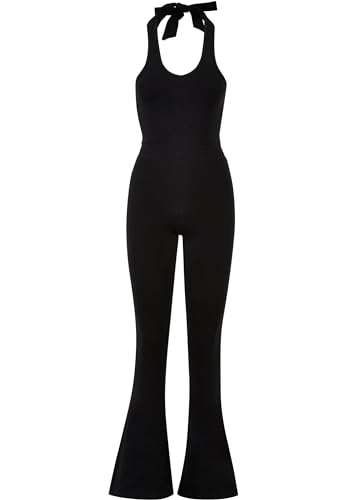Urban Classics Damen Jumpsuit Ladies Stretch Interlock Neckholder Jumpsuit Black L von Urban Classics